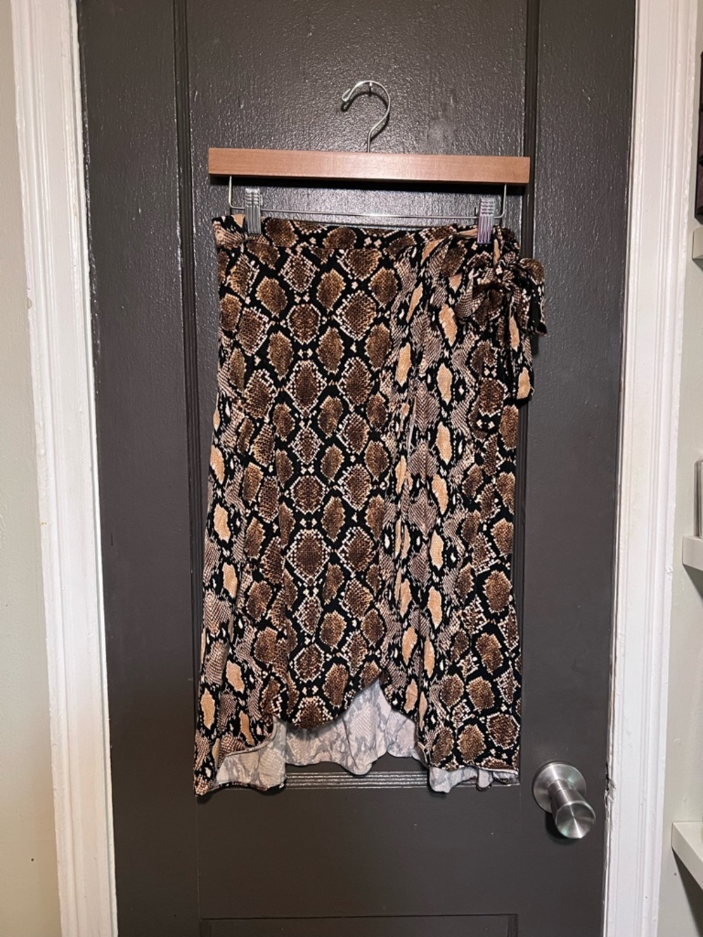 Animal Print Wrap Midi Skirt
